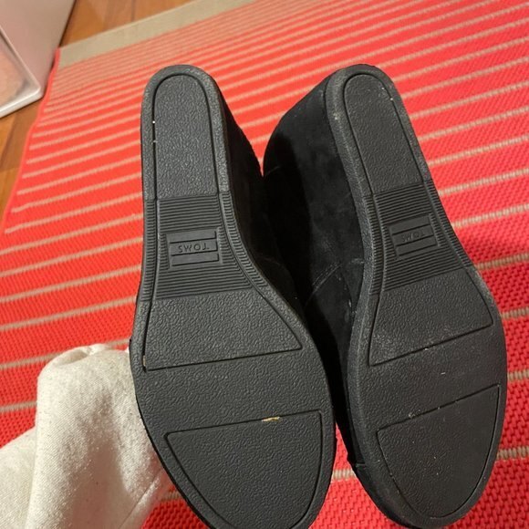 Toms Lace Up Rounded Toe Platform Wedge Booties Black Size 6.5W - Picture 5 of 9